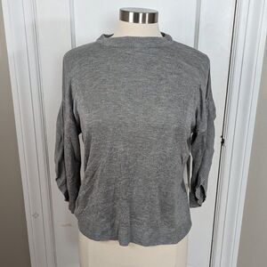 bishop + young | Heather Grey Ruffle Sleeve Sweater Size Small
